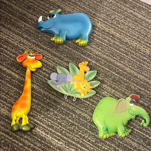 Jungle Safari Animal Wall Decor Set and Nightlight Cover 4pc set